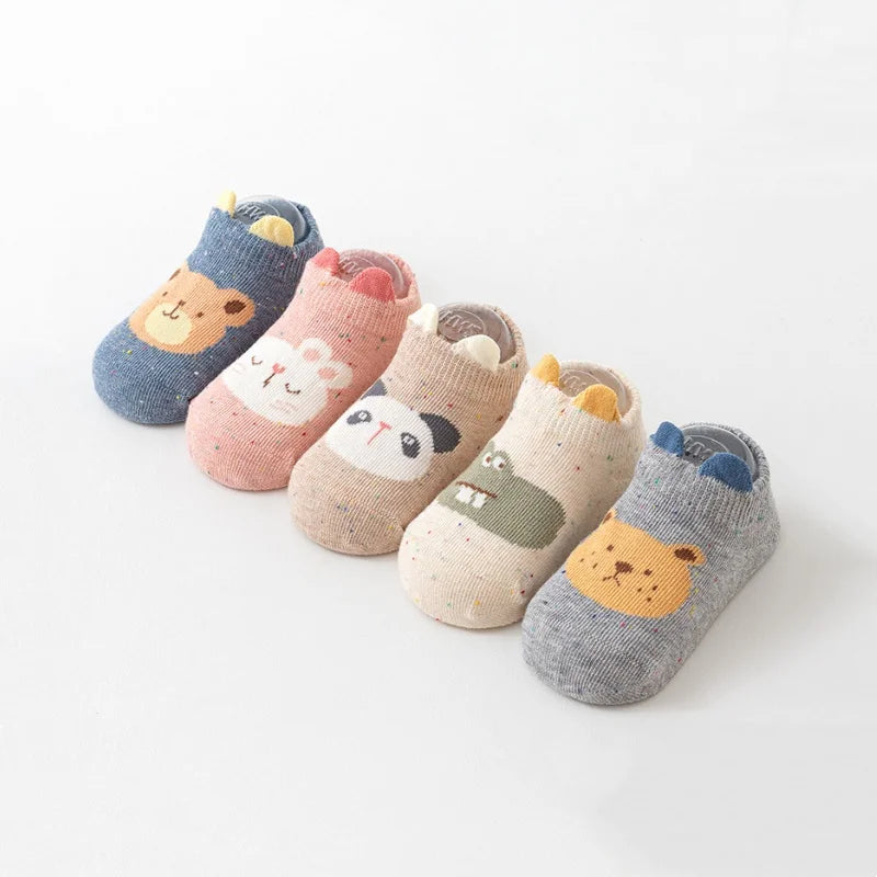 Kids Floor Socks 0-5 Years Soft Cotton Anti-slip Cartoon Sports Socks for Baby Toddler Boys Girls Autumn Winter Home Wear