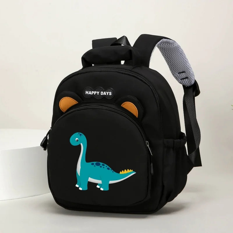 Children's backpack for kindergarten and elementary school students, featuring a cute cartoon dinosaur pattern, contrasting colo