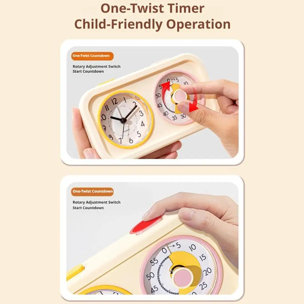 Kids Study Self-Discipline Alarm Clock Dual-Screen Visual Timer with Loud Alarm & One-Touch Mute for Time Management