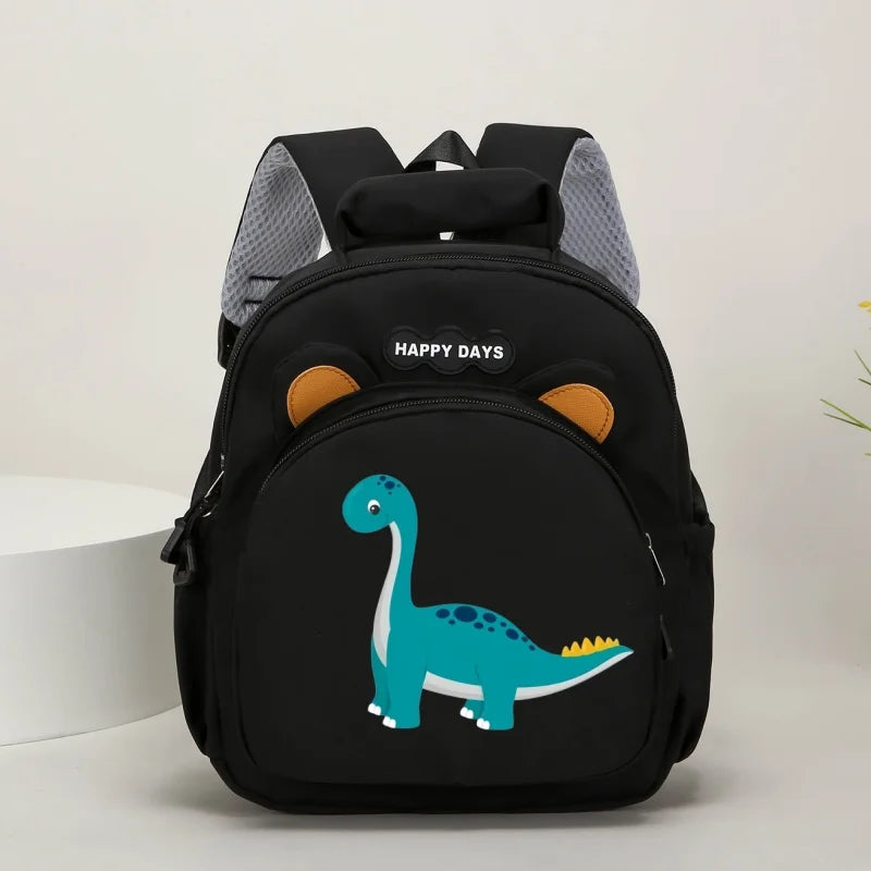 Children's backpack for kindergarten and elementary school students, featuring a cute cartoon dinosaur pattern, contrasting colo