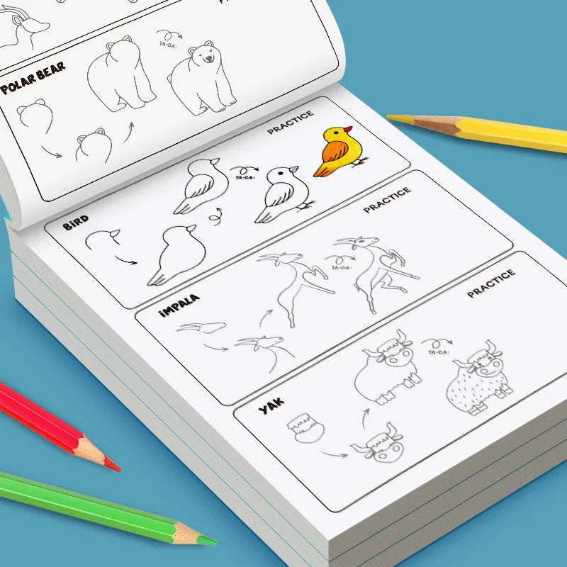 Kids Step-by-Step Drawing Book - Learn How to Draw Everything Easy Tutorial for Children, Creative Gift