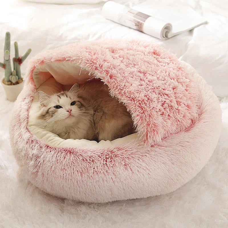 Cat Dog  Bed Pet Mattress Sleeping Warm Soft Plush Pet Bed with Cover Round  Nest Cave for Small Dogs kitten