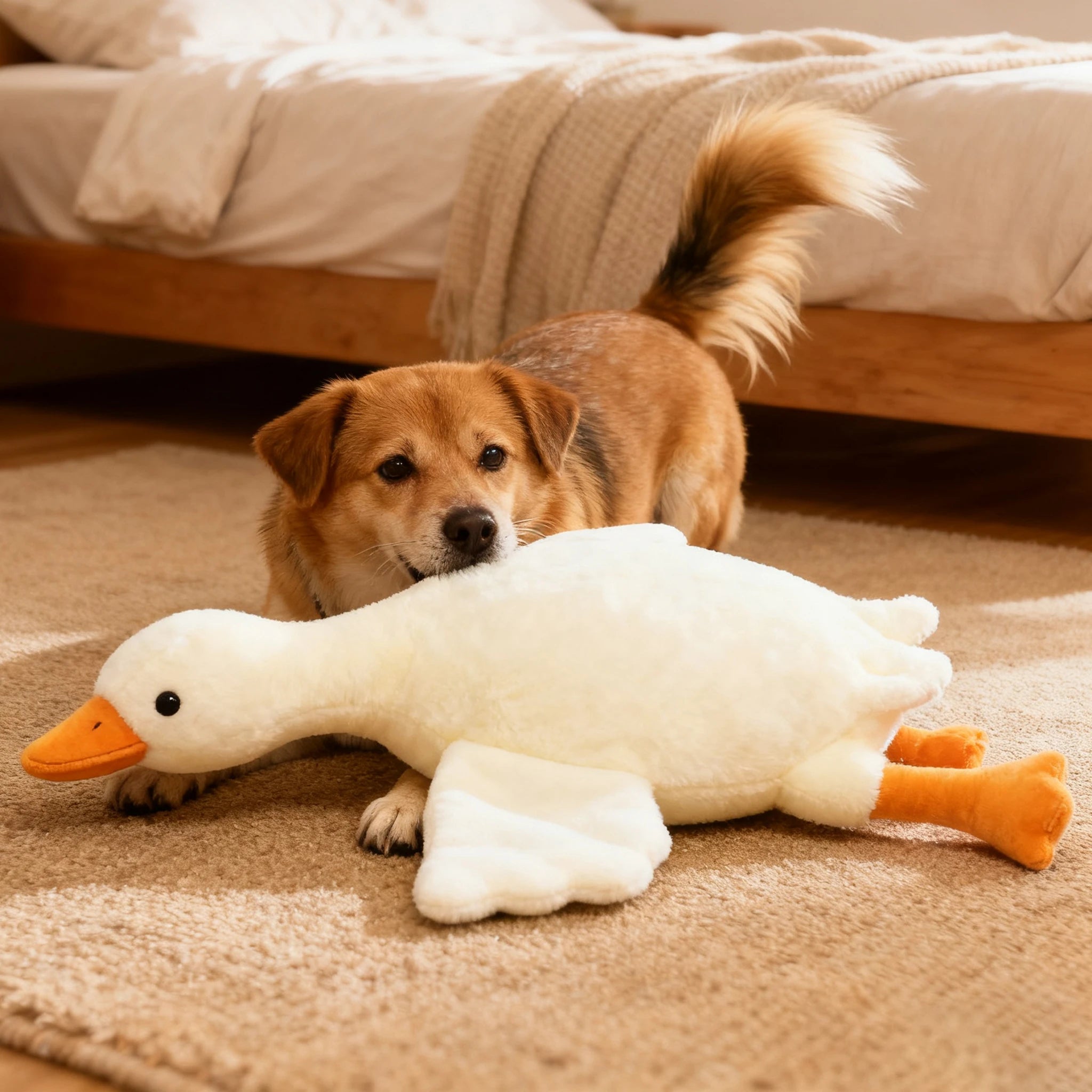 50cm Soft Goose Plush Toy for Cats Dogs Relax Pet Companion Anxiety-Relieving Dog Buddy Energy Release Gift for Pets