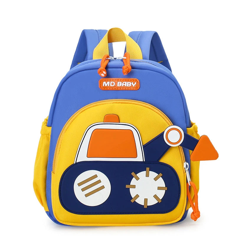 Kids Backpack for Boys Girls Toddler School Kindergarten Cute Construction Truck Car Design Trendy Casual Backpack