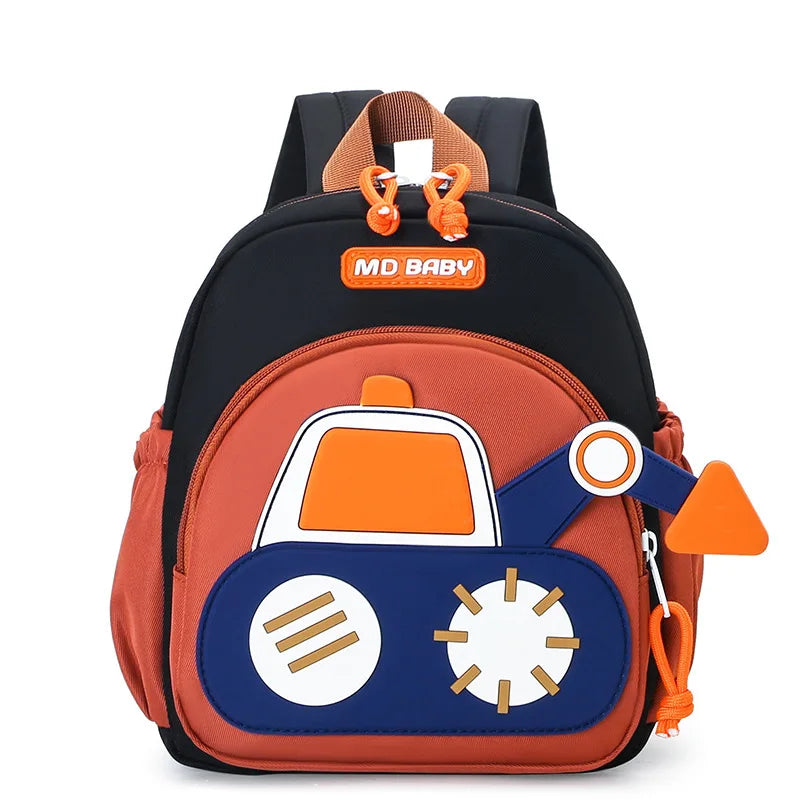 Kids Backpack for Boys Girls Toddler School Kindergarten Cute Construction Truck Car Design Trendy Casual Backpack