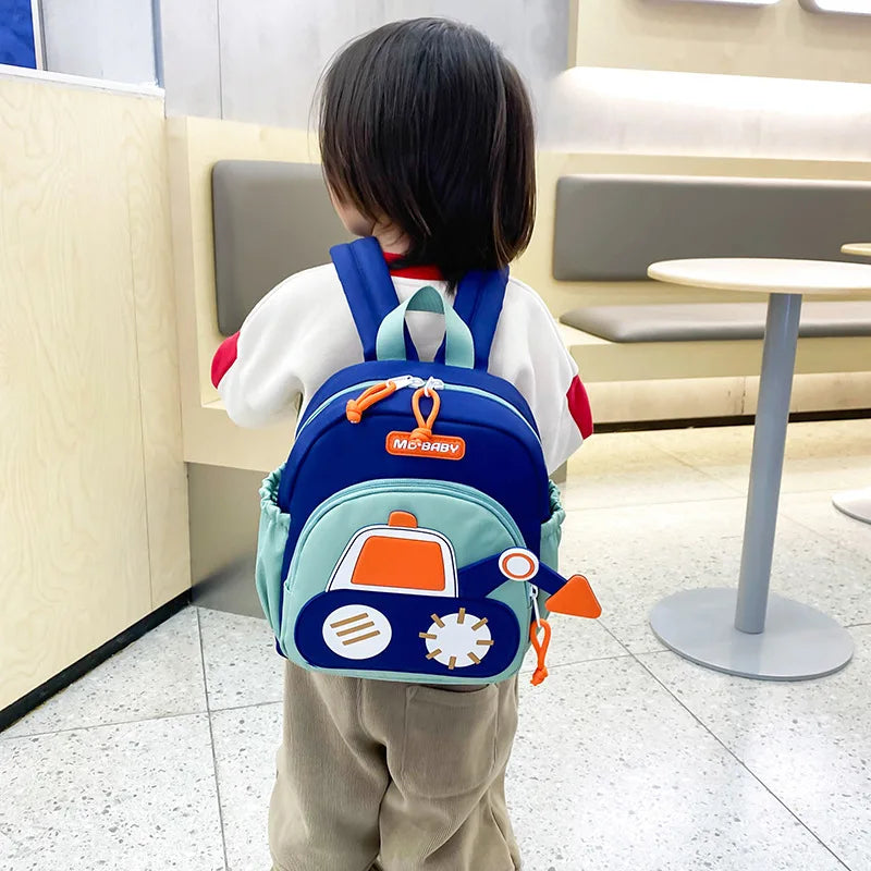 Kids Backpack for Boys Girls Toddler School Kindergarten Cute Construction Truck Car Design Trendy Casual Backpack