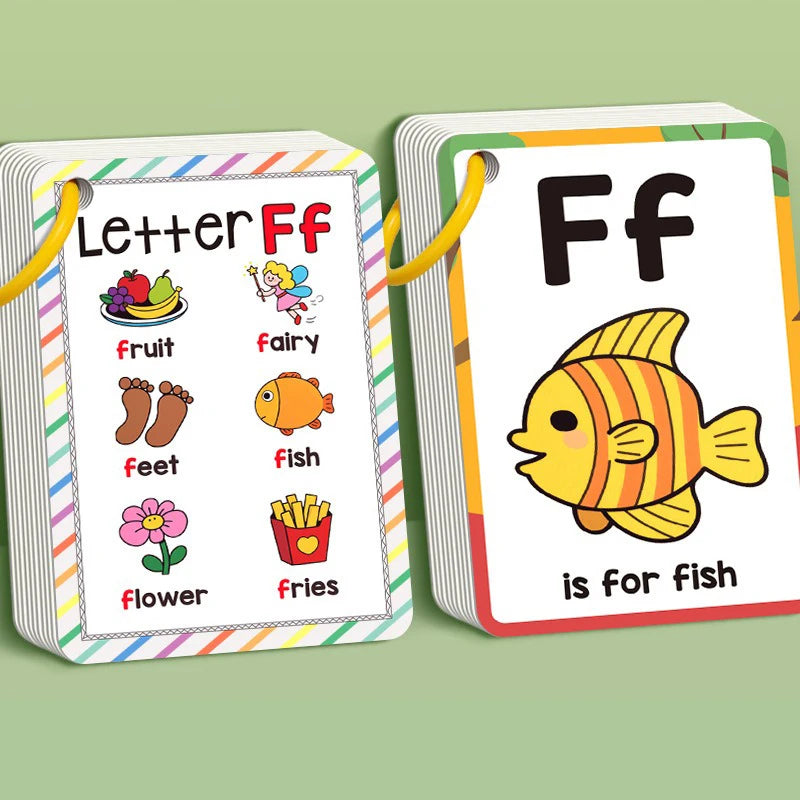 156 Words A-Z Learning Cards with Pictures, 27 English Word Cards, Educational Cognitive Games