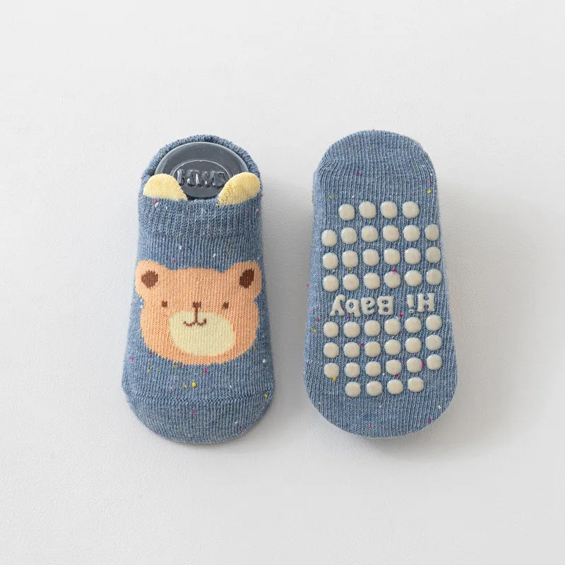 Kids Floor Socks 0-5 Years Soft Cotton Anti-slip Cartoon Sports Socks for Baby Toddler Boys Girls Autumn Winter Home Wear