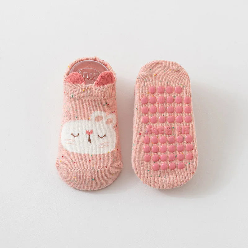 Kids Floor Socks 0-5 Years Soft Cotton Anti-slip Cartoon Sports Socks for Baby Toddler Boys Girls Autumn Winter Home Wear