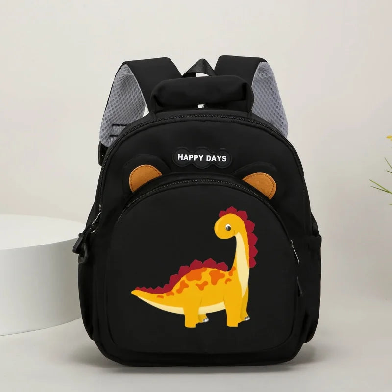 Children's backpack for kindergarten and elementary school students, featuring a cute cartoon dinosaur pattern, contrasting colo