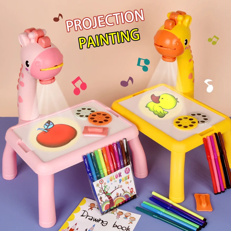 Electric deer projection drawing board multi-functional writing board learning drawing can erase coloring educational toys