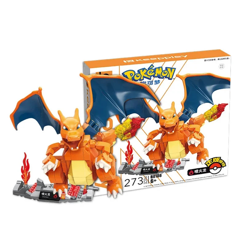 Pokemon Building Blocks DIY Anime Pikachu Charizard Mewtwo Blastoise 3D Building Block Model Assembly Toy Children Birthday Gift