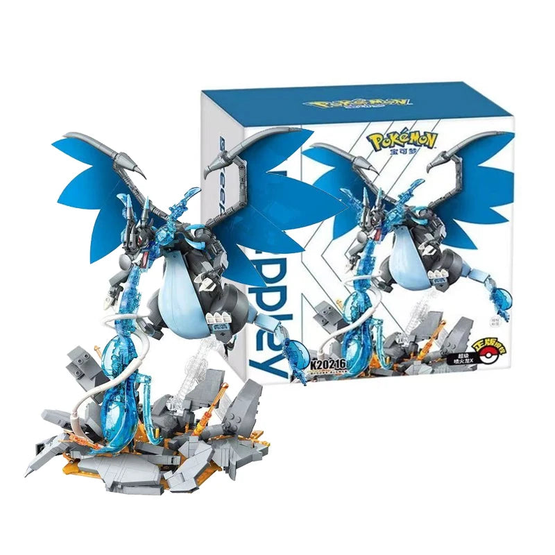 Pokemon Building Blocks DIY Anime Pikachu Charizard Mewtwo Blastoise 3D Building Block Model Assembly Toy Children Birthday Gift