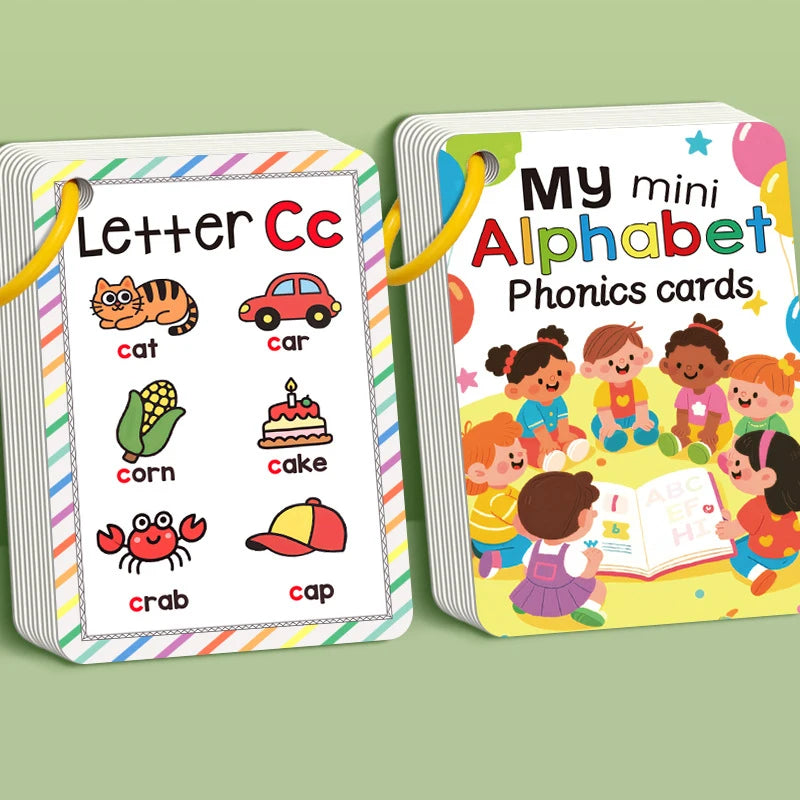 156 Words A-Z Learning Cards with Pictures, 27 English Word Cards, Educational Cognitive Games