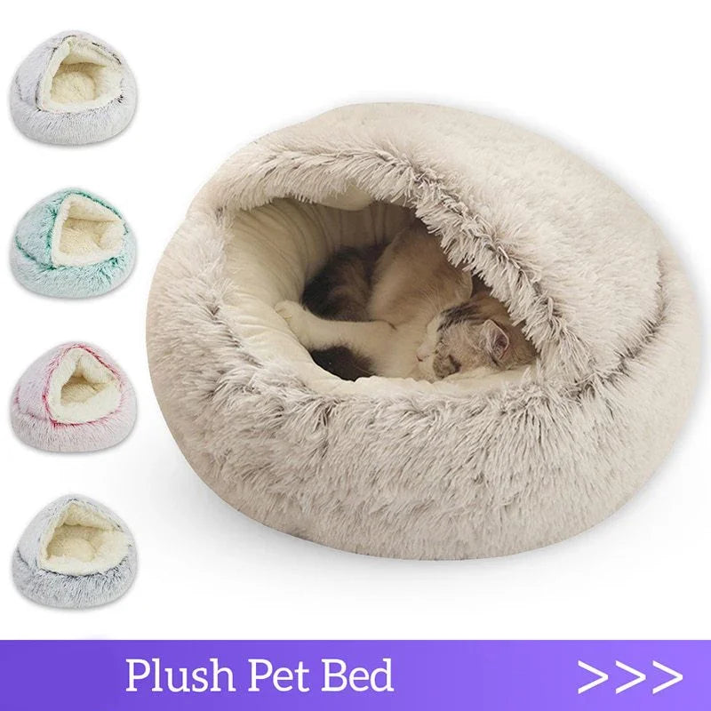 Cat Dog  Bed Pet Mattress Sleeping Warm Soft Plush Pet Bed with Cover Round  Nest Cave for Small Dogs kitten