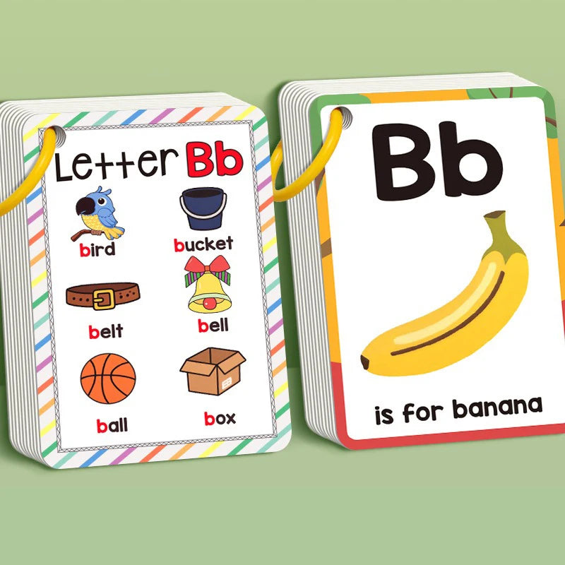 156 Words A-Z Learning Cards with Pictures, 27 English Word Cards, Educational Cognitive Games