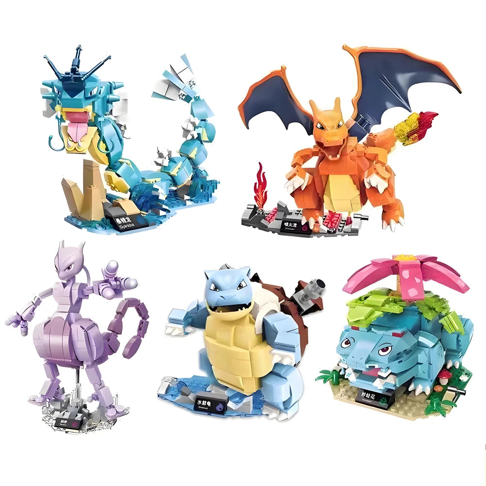 Pokemon Building Blocks DIY Anime Pikachu Charizard Mewtwo Blastoise 3D Building Block Model Assembly Toy Children Birthday Gift