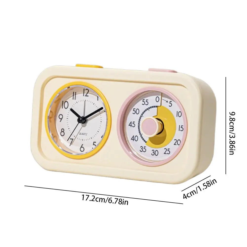 Kids Study Self-Discipline Alarm Clock Dual-Screen Visual Timer with Loud Alarm & One-Touch Mute for Time Management