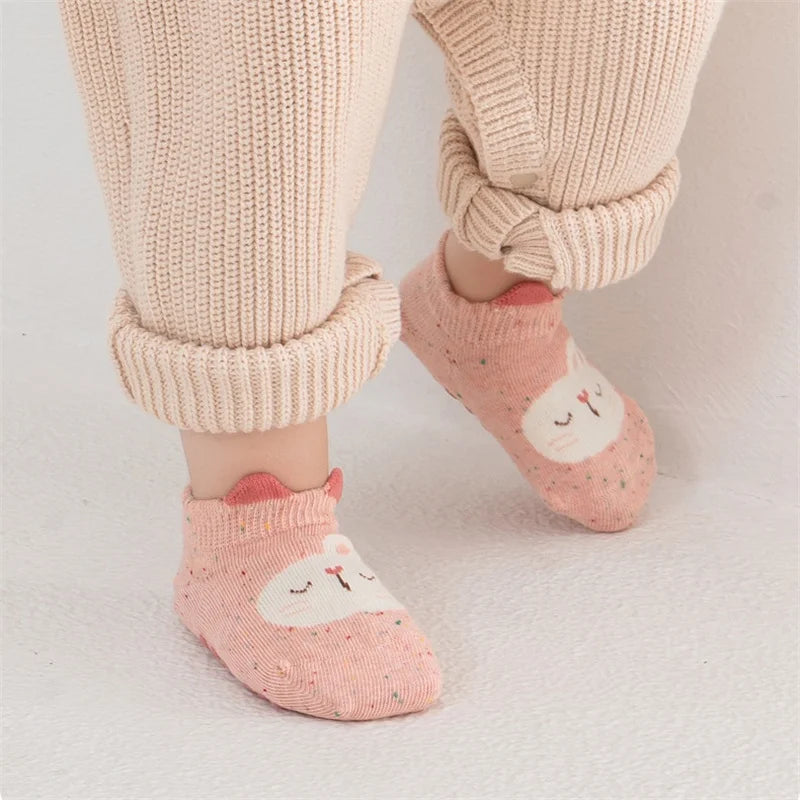 Kids Floor Socks 0-5 Years Soft Cotton Anti-slip Cartoon Sports Socks for Baby Toddler Boys Girls Autumn Winter Home Wear
