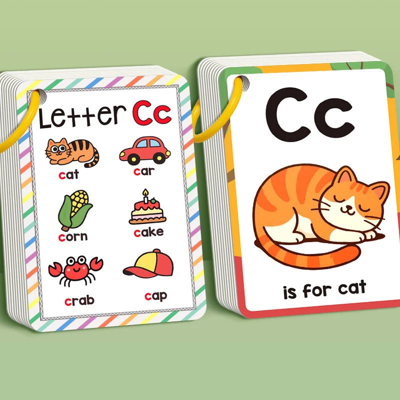 156 Words A-Z Learning Cards with Pictures, 27 English Word Cards, Educational Cognitive Games